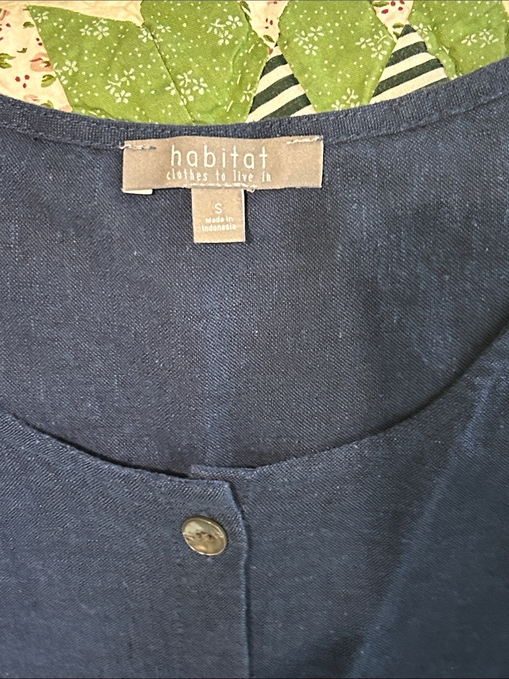 NWT Habitat  Sleeveless Button-Front Linen cotton Tank Navy small machine wash - Picture 4 of 7